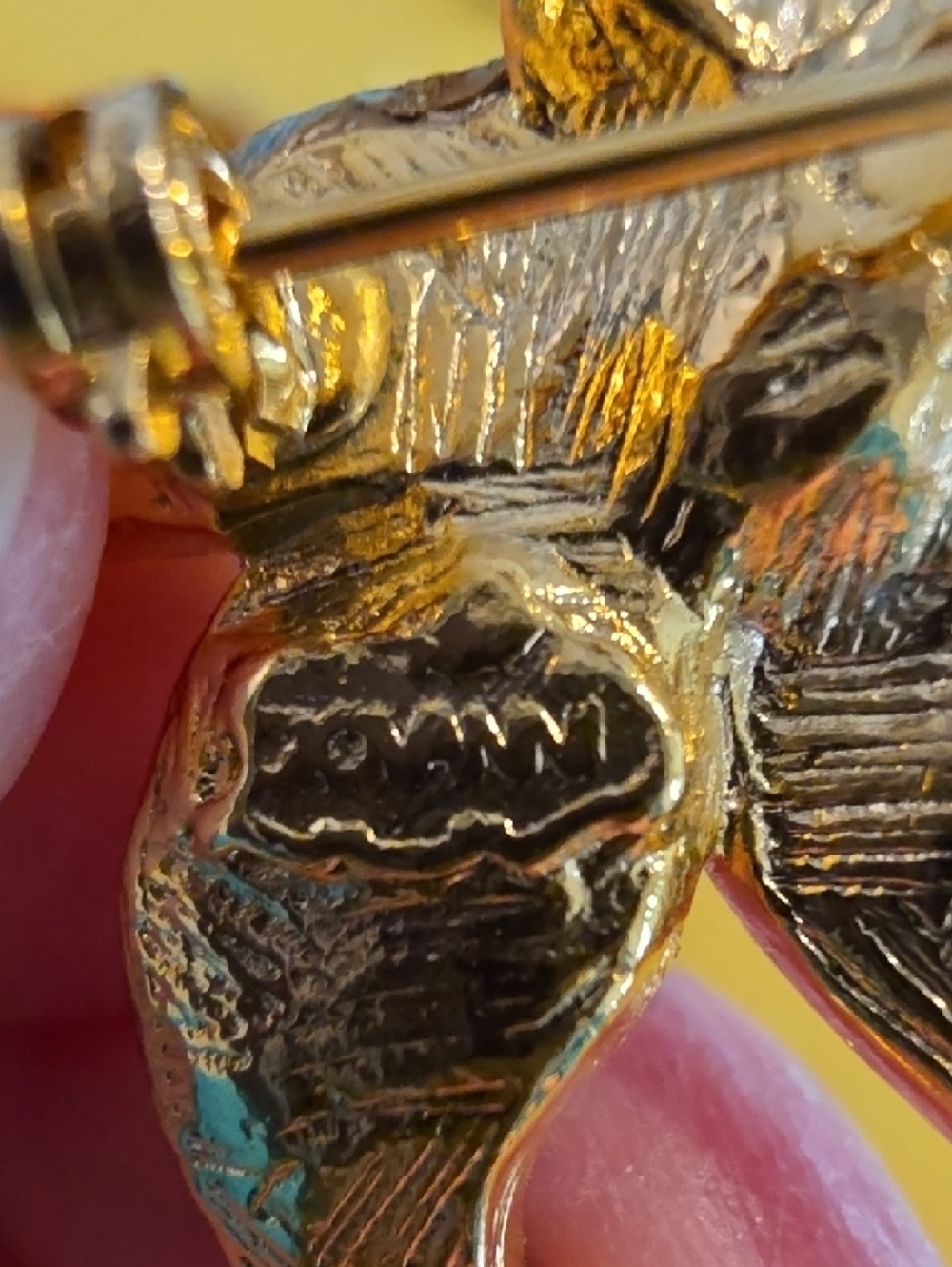 Vintage Flower Costume Jewelry Brooch - Marked "JOANN" - Picture 4 of 6